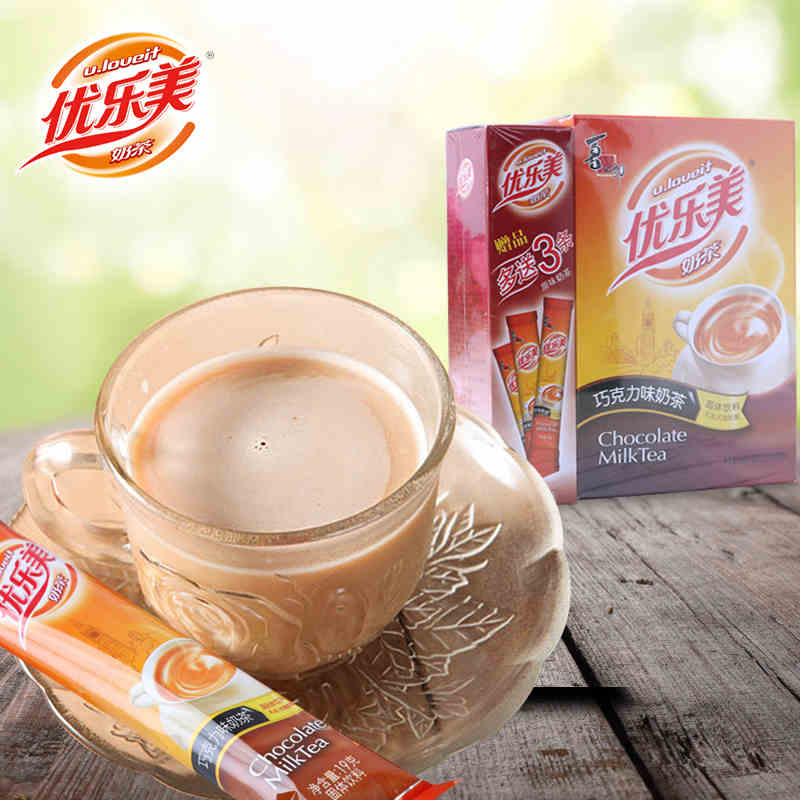 喜之郎优乐美奶茶巧克力味饮料速溶冲剂袋装奶茶粉190g盒装送3条
