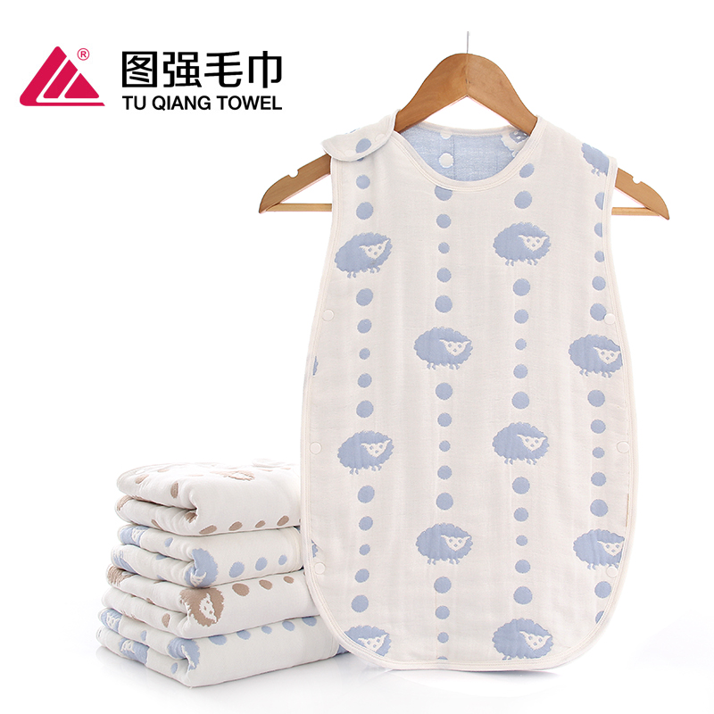 图强纯棉儿童睡袋 吸汗透气婴儿宝宝全棉纱布空调袋防踢被