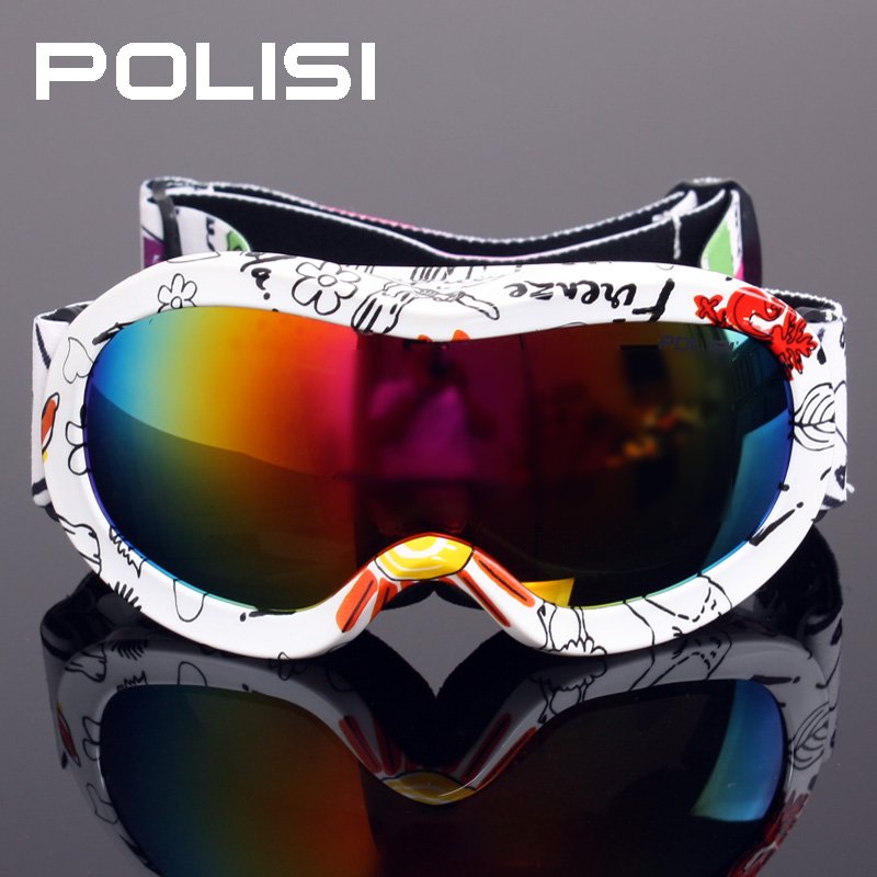 POLISI 专业儿童滑雪镜 双层防雾大球面 儿童滑雪眼镜 护目镜近视
