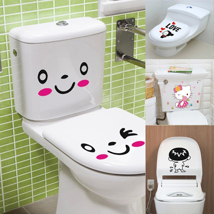 卫生间浴室可移除墙贴纸贴画 创意装饰搞笑防水马桶贴包邮1套6个