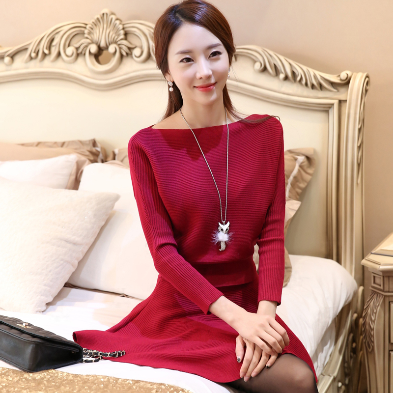 唯品会正品2015秋装新款韩版金苑长袖打底衫半身裙两件套套装女潮