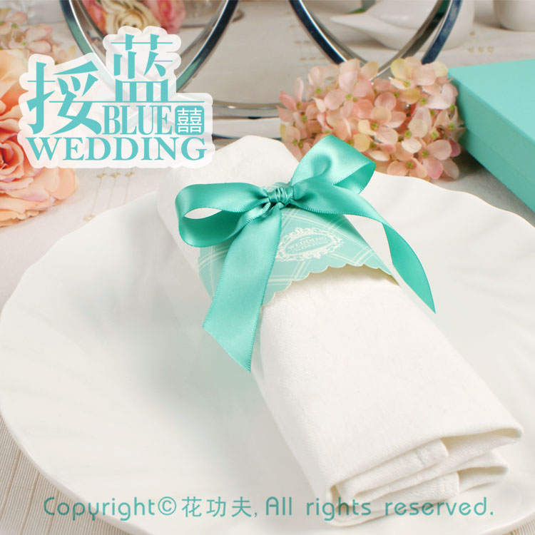 蓝色主题婚礼婚庆用品创意婚宴餐巾环扣个性定制结婚餐桌布置包邮