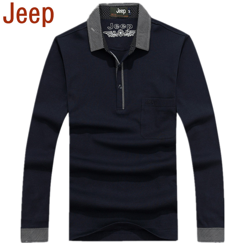 2014秋季新款afs jeep长袖t恤男士中年纯棉翻领宽松加大码体恤衫