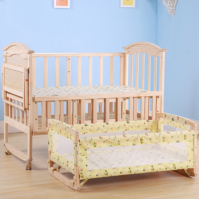 智贝多功能婴儿床实木床无漆床摇篮床儿童床摇床bb床宝宝床变书桌