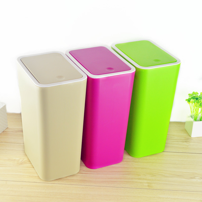 彩色垃圾桶 按压式长方形纸篓 卫生间客厅厨房卧室垃圾桶脚踏窄形