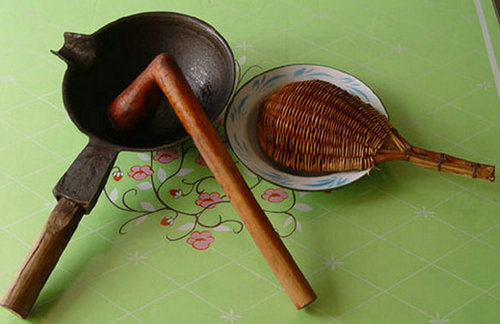 广西桂林恭城油茶打油茶工具四件套（油茶锅+锤+茶隔+锅柄）包邮