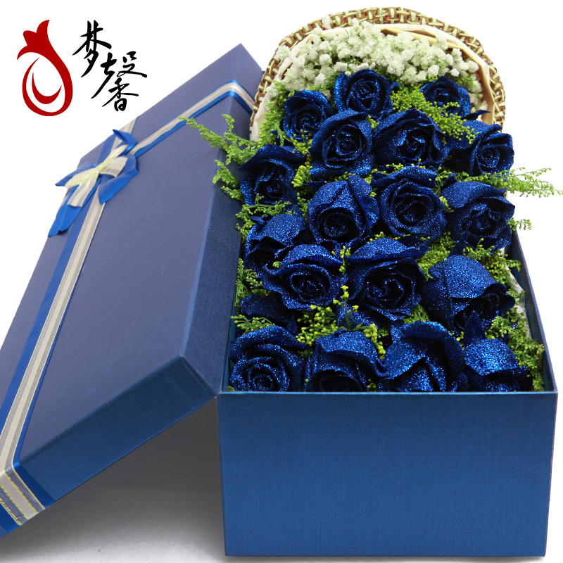 蓝色妖姬蓝玫瑰生日鲜花礼盒速递 上海杭州南京苏州合肥全国配送