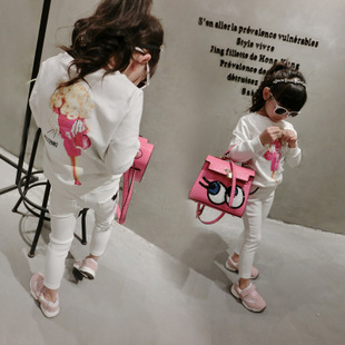 2015春秋新款 时尚童装宝宝纯棉女童长袖t恤韩版白色儿童上衣