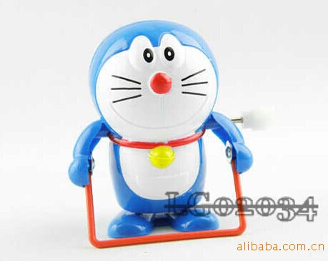 发条跳绳玩具可爱卡通叮当猫蓝色猫造型 儿童上链玩具