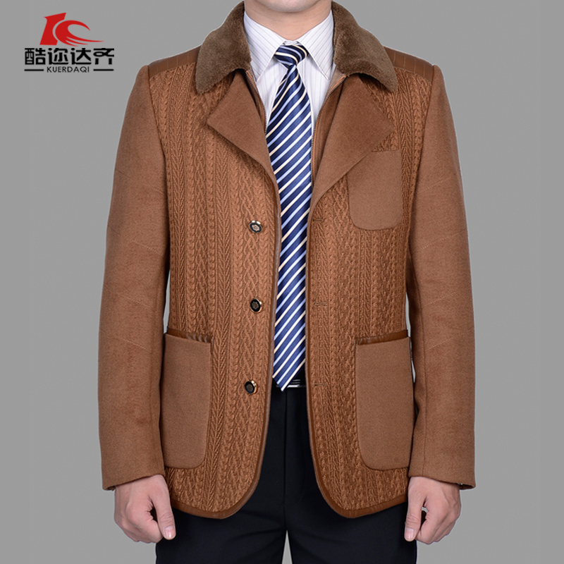 2014新品男装外套男休闲羊毛呢西服男中年韩版修身加厚西服男西装