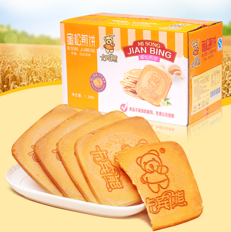卡宾熊蜜松煎饼 纯手工的鸡蛋煎饼 好吃的健康早餐饼干零食1280g