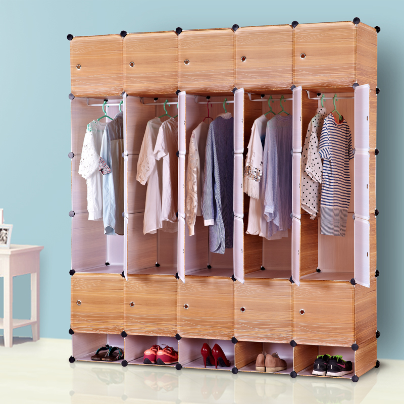 高尊组合衣柜简易组装树脂魔片收纳柜衣橱整理储物柜仿实木收纳箱