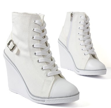 （现货包邮）韩国代购进口秋新款2011女鞋高跟坡跟帆布运动鞋