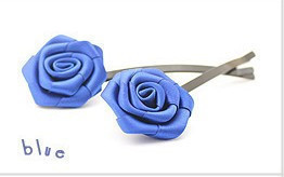厂家直销`韩版层次玫瑰花发夹 单支 深蓝色
