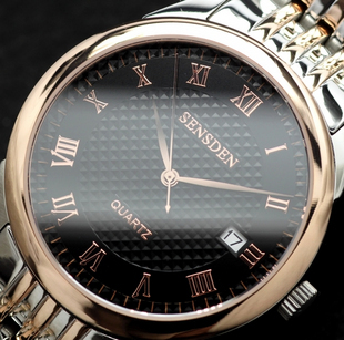 正品手表男 瑞士名表玫瑰金全钢真皮带男表 商务时尚休闲腕表8011