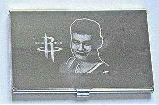 NBA篮球纪念品雕刻金属名片盒火箭(姚明)