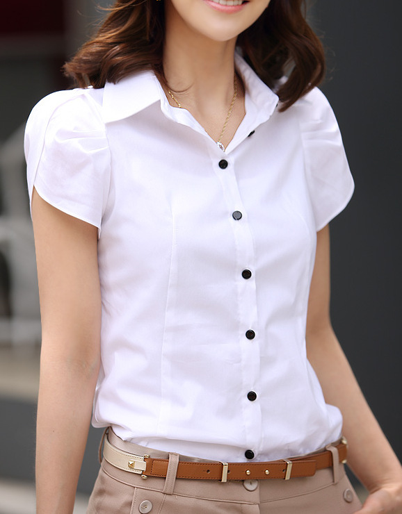 2012春夏装短袖衬衫 韩版女修身 纯色短袖衫衣 朵以风格 女式正品