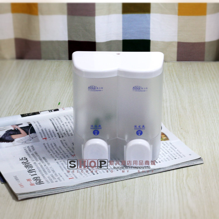 奥力奇BQ-6902双头皂液器 连体皂液机 透明磨砂皂液盒（2*300ml）