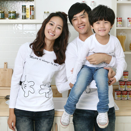 原创韩版亲子装 秋装夏装家庭装套装母女装母子装长袖T恤 OK1T110