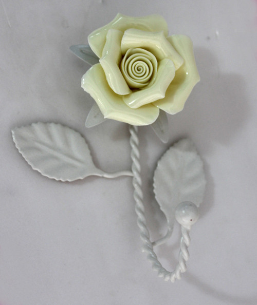 黄色田园韩式风格铁艺陶瓷玫瑰花朵实用装饰家居玄关毛巾挂钩