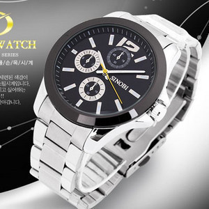 正品时诺比9123  手表 男表 商务手表 韩版时尚三眼装饰 男士手表