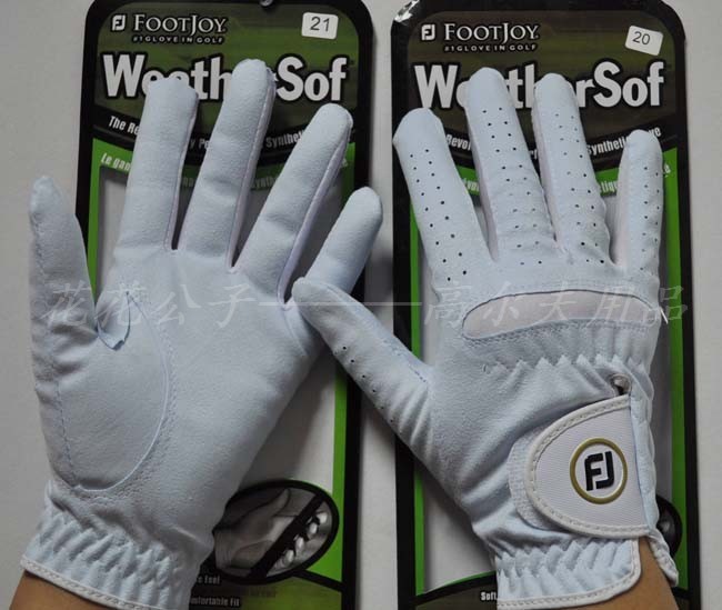 冲四钻特价 Footjoy 女士高尔夫手套 超纤细布 高尔夫球手套 白色