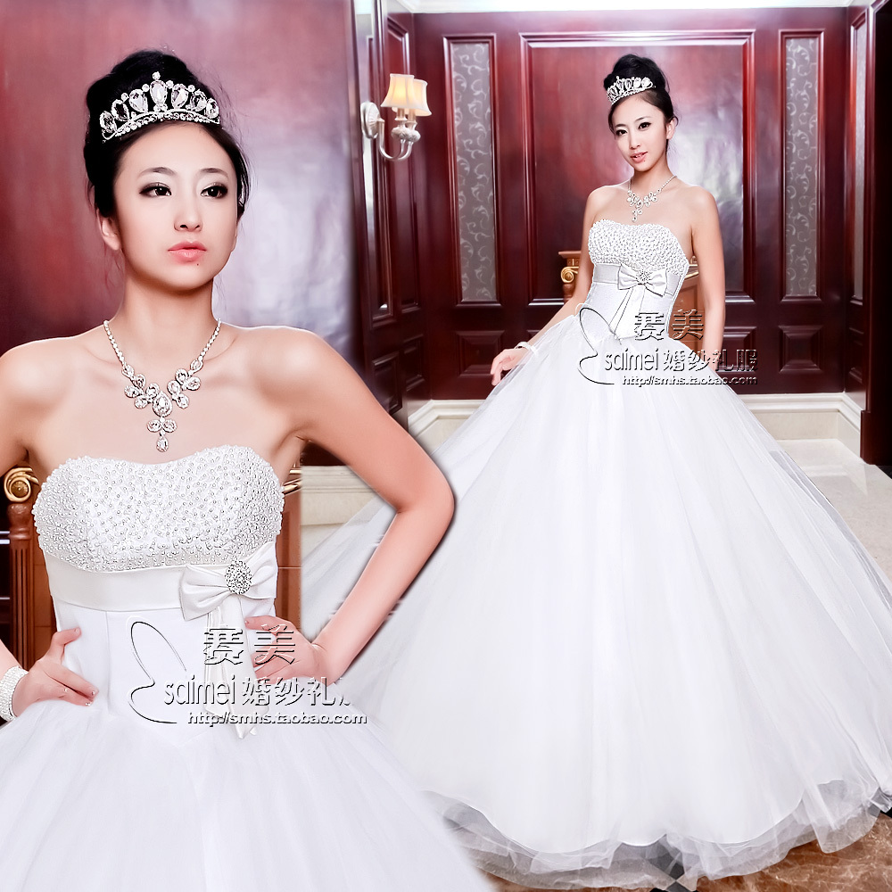 婚纱礼服 新款2011 赛美珍珠甜美公主经典齐地婚纱 时尚韩版婚纱