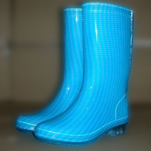 日本名牌Monfrere中筒透明浅蓝点女正品雨靴雨鞋水鞋