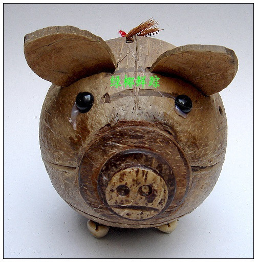 椰壳十二生肖椰雕储蓄罐猪海南地区特色工艺品返朴归真家居摆件