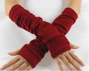 亦米 韩版欧美针织棉露半指手臂套长手套男女通用 情侣手套