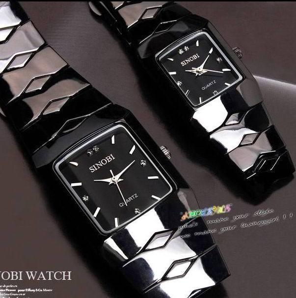 正品SINOBI时诺比钨钢色商务休闲情侣手表 时装方形情侣表 复古表