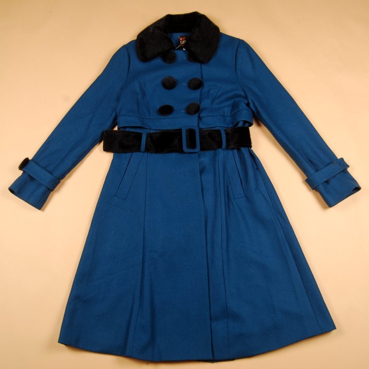 冬装大衣 中长款羊毛修士毛领长款女装风衣 大码休闲外套LACO859