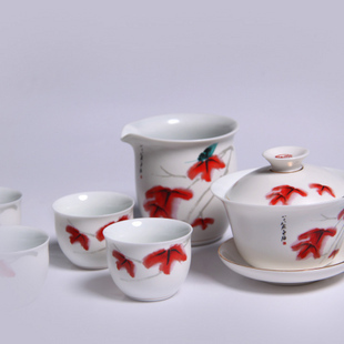 如艺 釉上彩陶瓷茶具茶杯套装 整套茶具 骨瓷功夫茶具套装包邮