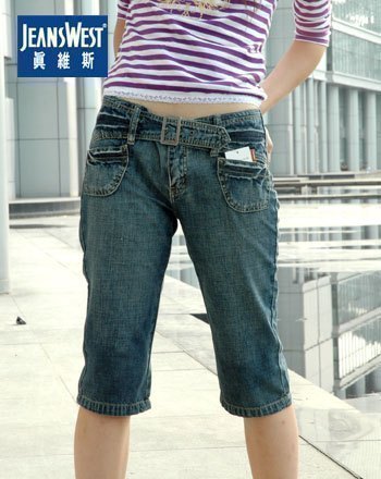 真维斯jeanswest 香港正品女式牛仔裤七分裤中裤 2010新款