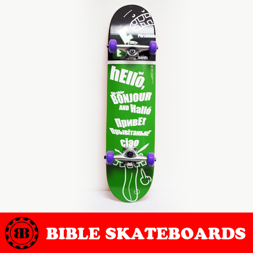 BIBLE滑板专业滑板 入门专业滑板套装 E系列 绿Hello整板套装