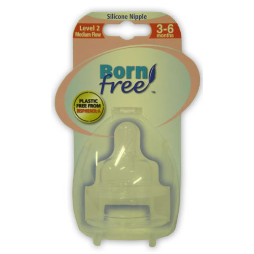 双皇冠 美国Born Free奶瓶专用硅胶奶嘴2段2个装3-6月 不含BPA