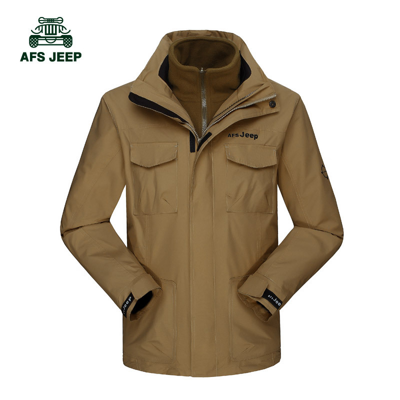 AFS JEEP战地吉普男士风衣户外加厚两件套防风防水宽松大码外套
