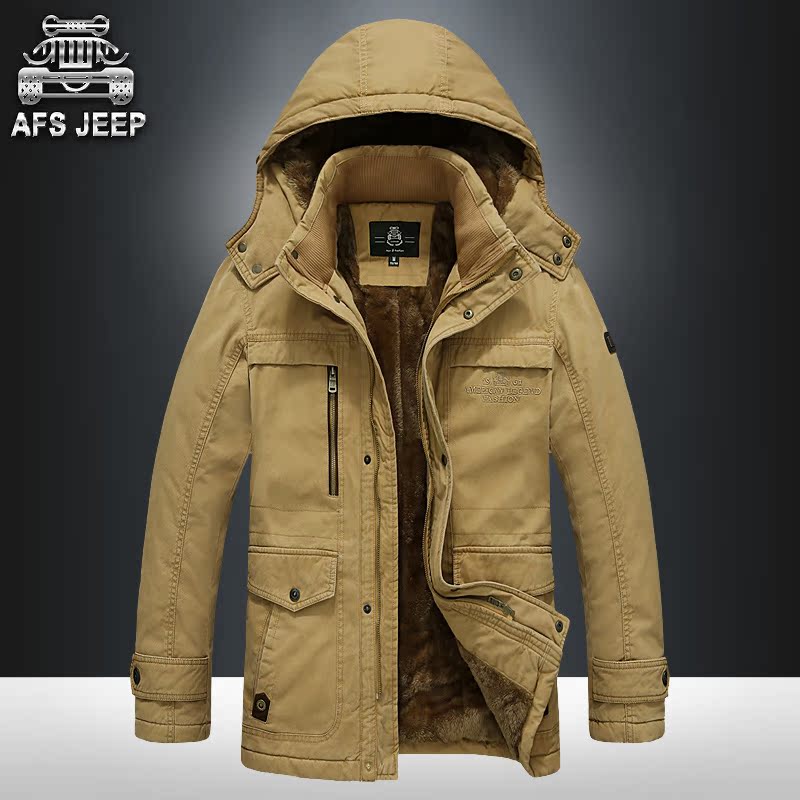AFS JEEP/战地吉普棉衣男加绒加厚棉袄多袋棉服冬季户外保暖外套
