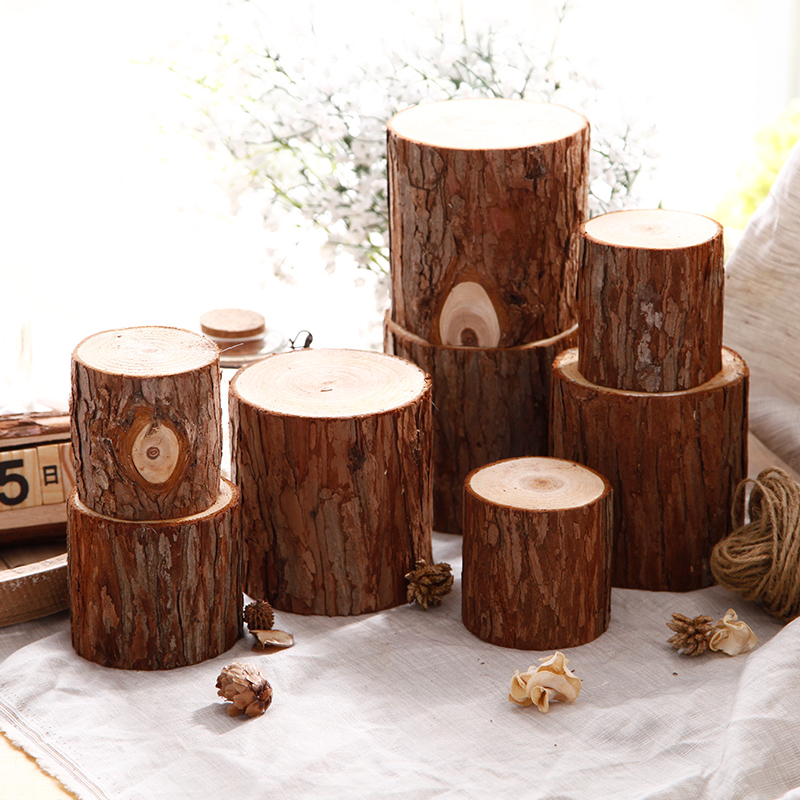 zakka美式乡村天然杉木木桩摆件创意家居实木装饰摄影道具工艺品