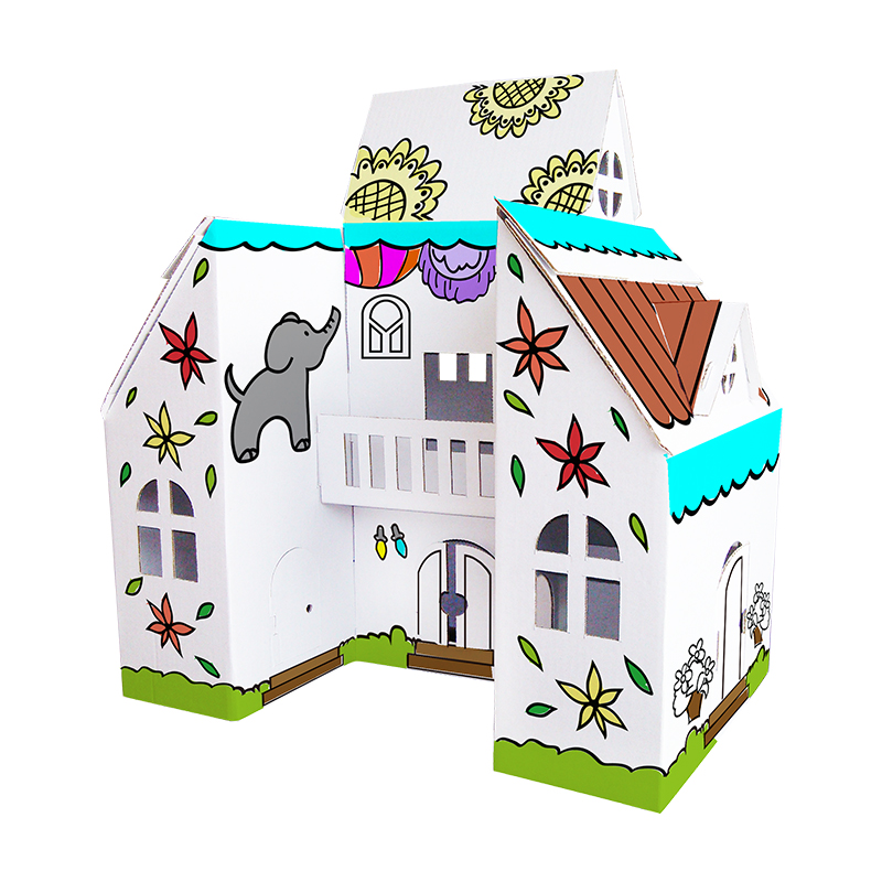 别墅宝宝画画小屋儿童涂色绘画填色房子DIY手工制作3-6岁以上玩具