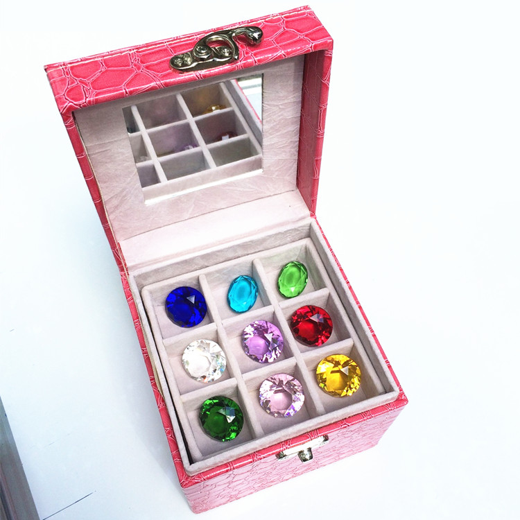 儿童小女孩首饰珠宝盒透明水晶玻璃宝石钻石玩具十岁生日节日礼物