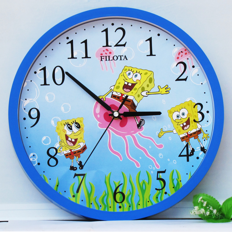 静音卡通钟表儿童钟表客厅卧室挂钟创意可爱时钟石英钟幼儿园挂钟