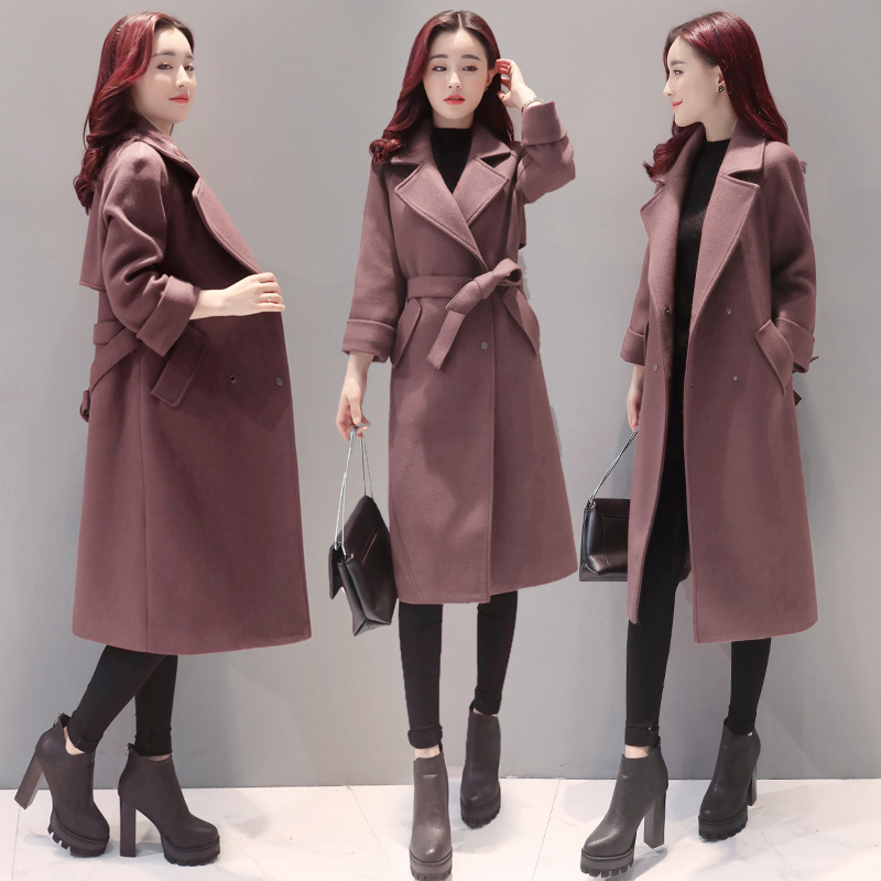 2016冬装新款女装韩版中长款加厚茧型毛呢外套大码显瘦毛呢子大衣
