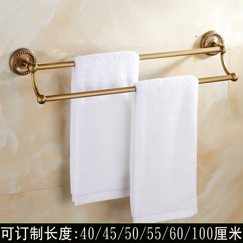 【天天特价】全铜仿古铜毛巾架毛巾双杆浴巾架浴室挂件40厘米50cm