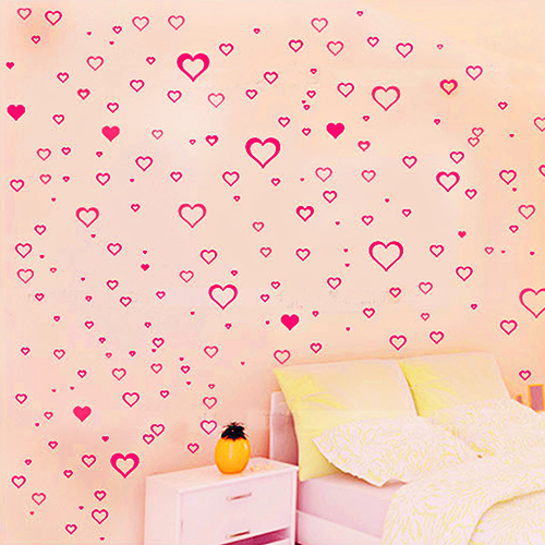 创意爱心空间艺术墙贴温馨浪漫新房婚房卧室床头背景装饰心形贴纸