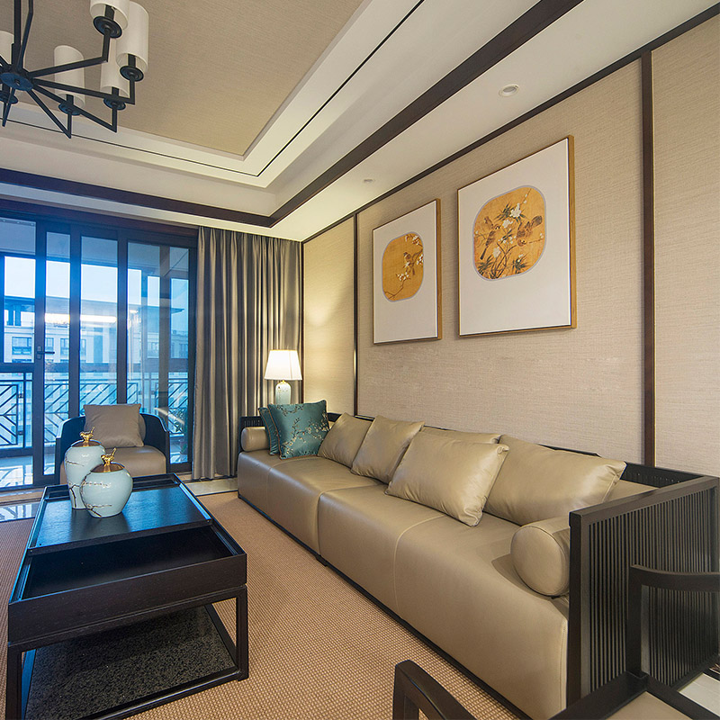 新中式实木客厅沙发现代小户型简约沙发组合别墅样板房禅意家具