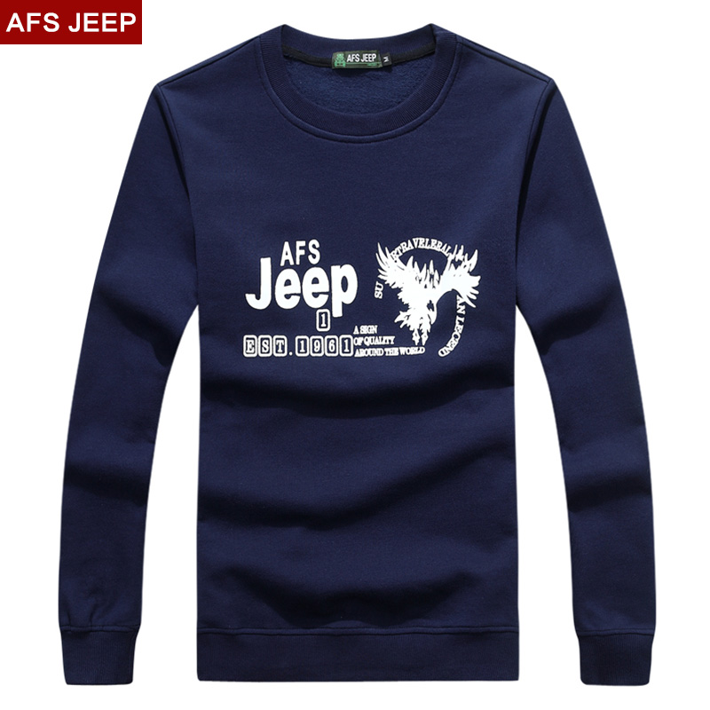 Afs Jeep/战地吉普长袖T恤男秋季圆领运动休闲宽松卫衣体恤衫男潮