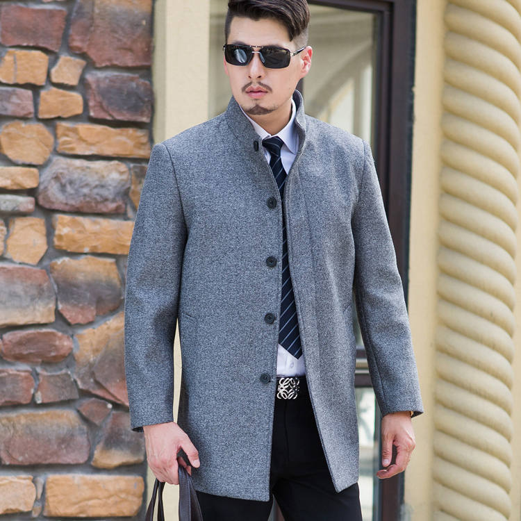 双11冬装2016新款男装外套专柜正品官方旗舰店堡狮龙毛呢大衣立领
