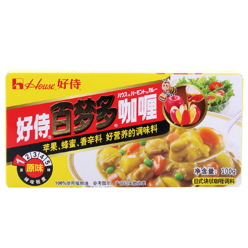 日式咖喱块 好侍百梦多咖喱/咖喱饭1号原味100g 块状咖喱酱粉