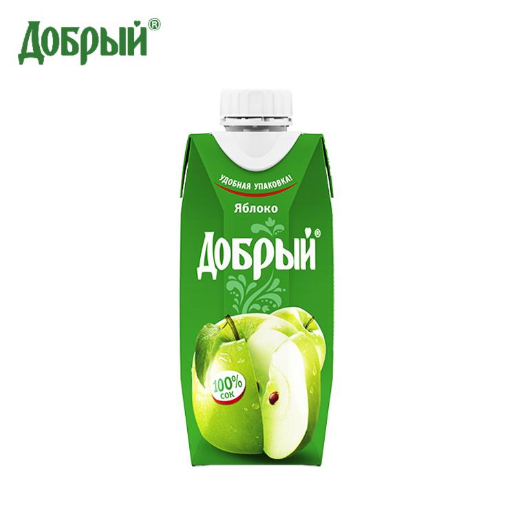 【330ml*6瓶】俄罗斯进口饮料 善良果汁 浓度100% 苹果汁